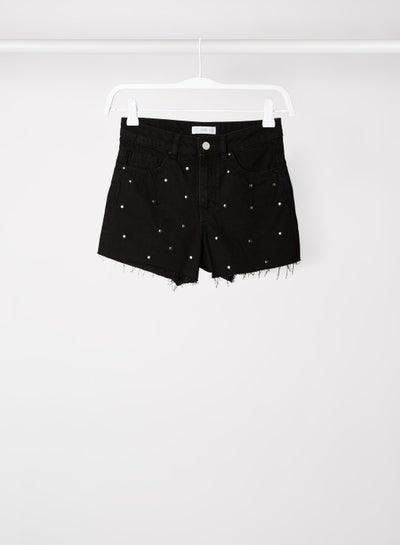 اشتري Polka Dot Denim Shorts Black Denim في السعودية