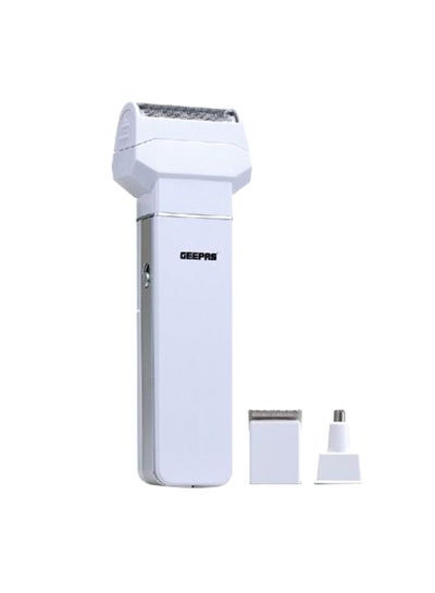 Buy 3-In-1 Rechargeable Hair, Beard Trimmer, Cordless, 8 Hours Charging, Use For 60 Minutes, Changeable Heads, Hair Clipper, Nose Trimmer Attachments, Lightweight And Portable Design White in UAE