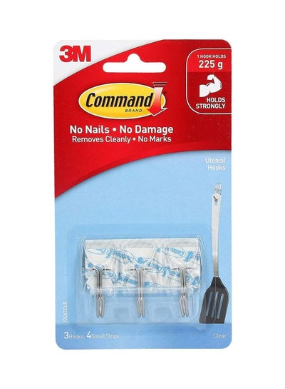 Buy 7-Piece Damage-Free Hanging Utensil Hooks Set With Strip Silver in Saudi Arabia