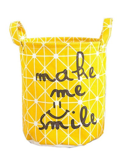 Buy Foldable Cartoon Printed Storage Laundry Basket Yellow/Black/White 27x23cm in UAE