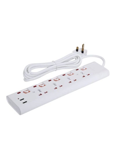 Buy Extension Socket, 4 Ways, 3m Cord Length, GES4095 | Power Extension Socket | Multi Plug Power Cable | High Quality, Heavy Duty Power Switch White/Red 42cm in UAE