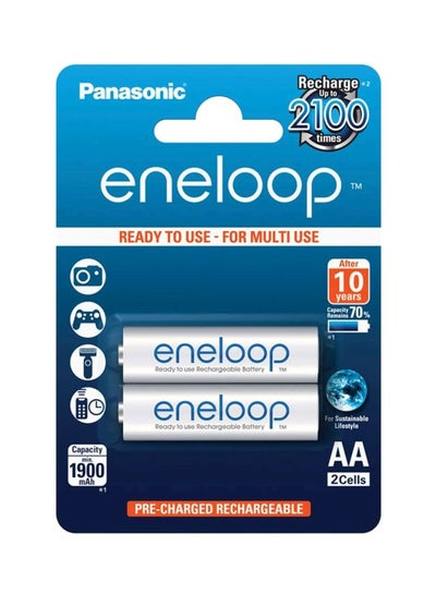 Buy Set Of 2 Eneloop AA Batteries Silver in Saudi Arabia