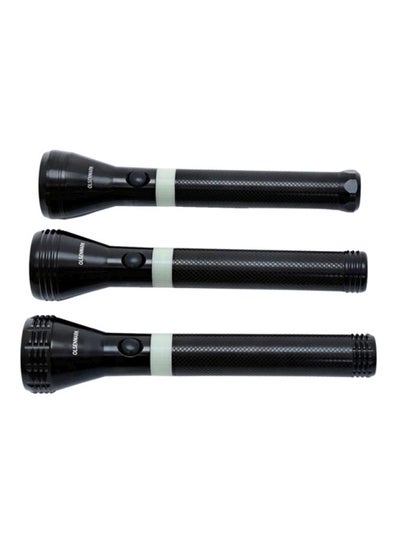 Buy 3-Piece Rechargeable LED Flashlight Set Black/White in Saudi Arabia