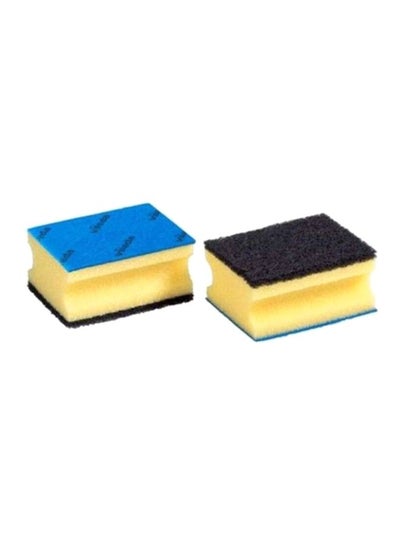 Buy Pack Of 2 Glitzi Plus Sponge Scourer Yellow/Black/Blue in UAE