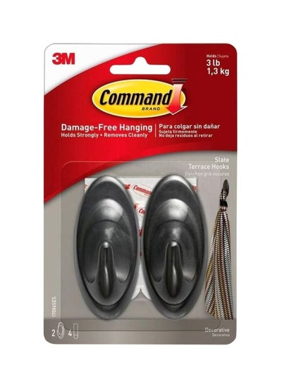 Buy Command Slate Terrace Medium Hooks With Strip Set Black 3mm in Saudi Arabia