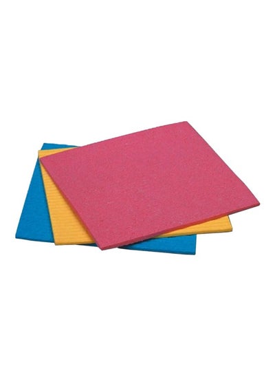 Buy 3-Piece Wettex Wet Sponge Cloth Blue/Yellow/Red in UAE