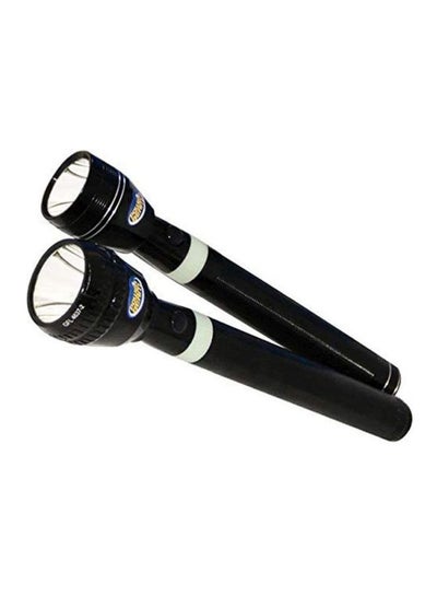 Buy 2-Piece Rechargeable LED Flashlight Set Black/White in Saudi Arabia