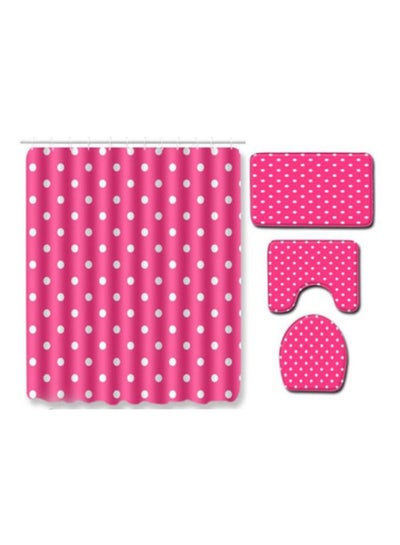 Buy 4-Piece Bath Mat Accessory Set Pink 180x180cm in UAE