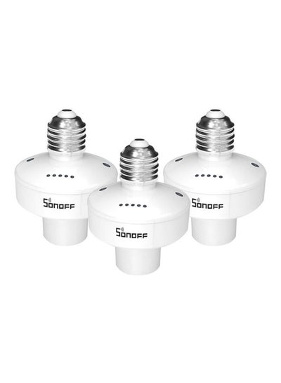 Buy 3-Piece WiFi Intelligent RF Lamp Holder For Alexa Google Home/Nest E27 White/Silver in UAE