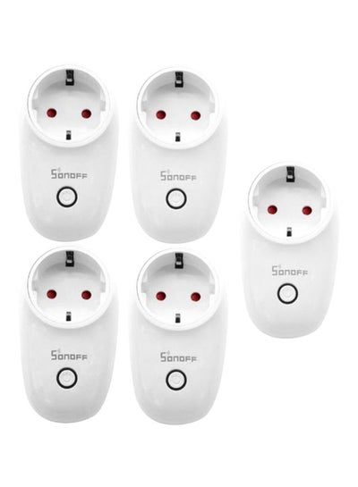 Buy 5-Piece Wireless Remote Control Wi-Fi Smart Socket Set White in Saudi Arabia