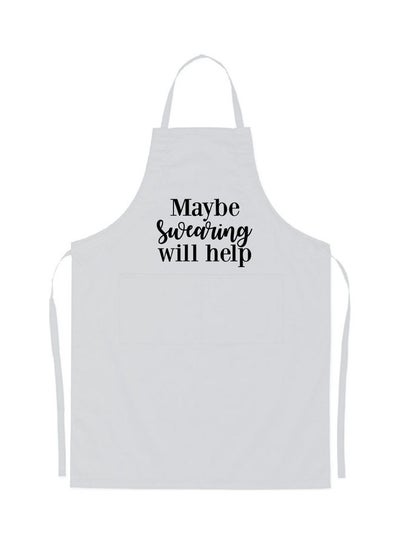 اشتري Maybe Swearing Will Help Printed Apron White 98x69.5cm في الامارات