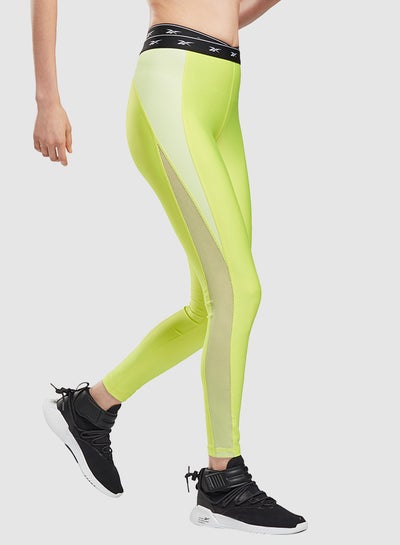 Buy Seasonal Tight High-Rise Leggings Yellow Flare in UAE