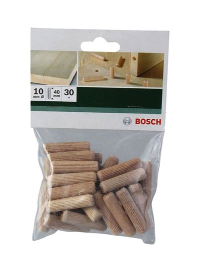 Buy 30-Piece Dowel Pin Set Beige 10x40mm in UAE