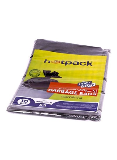 Buy 10-Piece Heavy Duty Garbage Bags Large 55 Gallon Black 80x110cm in UAE