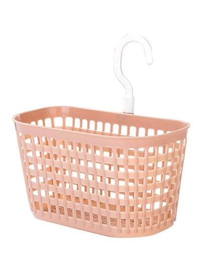 Buy Bathroom Hanging Storage Basket Bin Pink/White 18x9.5x10.3centimeter in Saudi Arabia