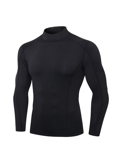 Buy Quick Dry Long Sleeved Turtle Neck Sportswear T Shirt Black in Saudi Arabia