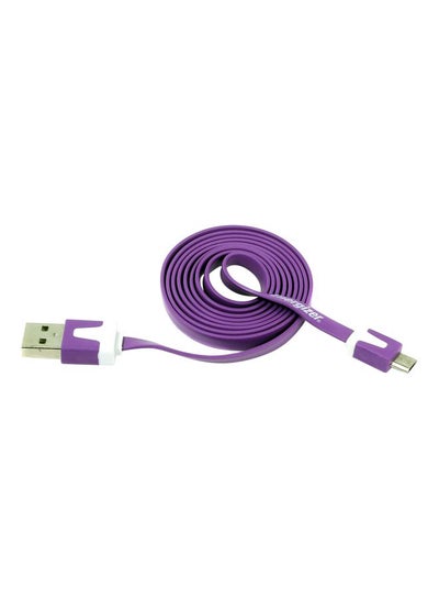 Buy HighTech Ultra Flat Micro USB Charge With Sync Cable Purple/White in UAE