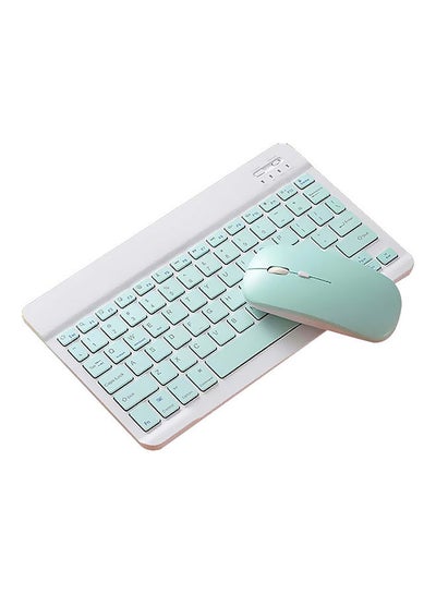 Buy Wireless Keyboard And Mouse Set Green/White in UAE