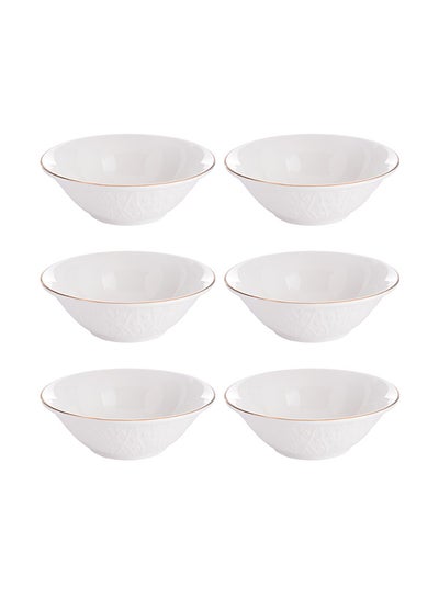 Buy 6-Piece Bowls White/Gold 7inch in Saudi Arabia