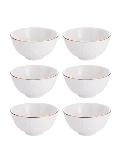 Buy 6-Piece Mini Bowls White/Gold 4inch in Saudi Arabia