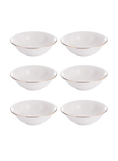 Buy 6-Piece Bowls White/Gold 5.5inch in Saudi Arabia