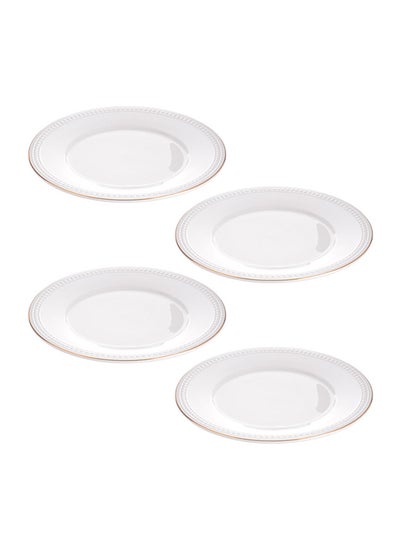 Buy 4-Piece Dinner Plates White/Gold 10.25inch in Saudi Arabia