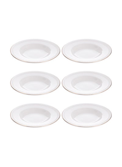 Buy 6-Piece Deep Plates White/Gold 7inch in Saudi Arabia