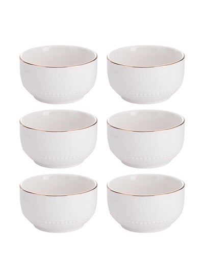 Buy 6-Piece Bowls White/Gold 4.5inch in Saudi Arabia