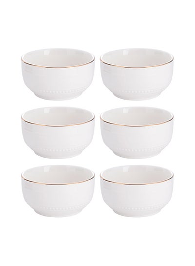 Buy 6-Piece Bowls White/Gold 5.5inch in Saudi Arabia