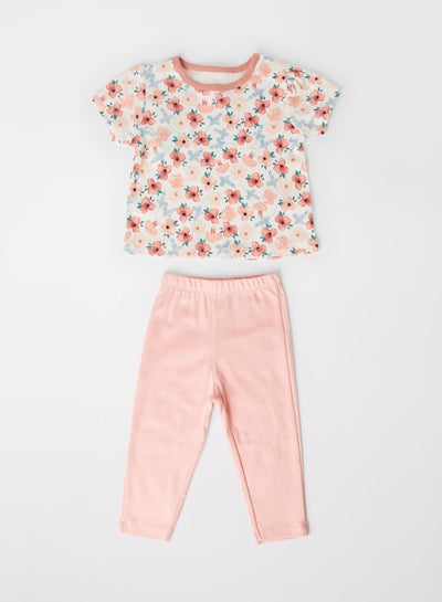 Buy Baby Girls Printed Top And Knit Casual Cotton Bottom Set Multicolour in UAE