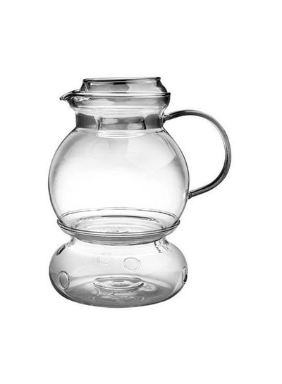 Buy Borosilicate Glass Teapot With Lid And Warmer Clear 24x17x16cm in UAE