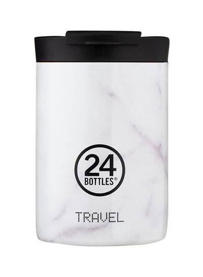 Buy Double Walled Stainless Steel Travel Tumbler White/Black in UAE