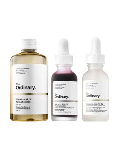 Buy 3-Piece Face Serum Set Peeling Solution 1x30, Toning Solution 1x240, Hyaluronic Acid 1x30ml in Saudi Arabia