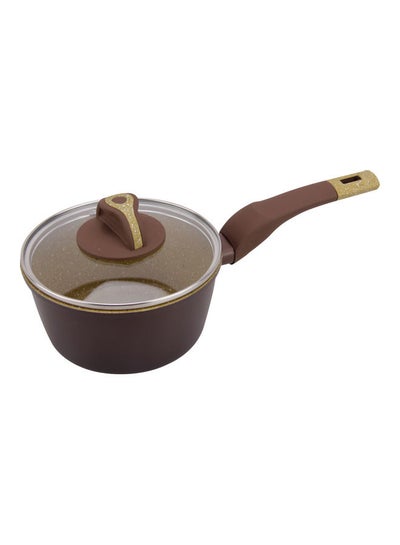 Buy Aluminum Sauce Pot With Lid Brown 16.0cm in UAE