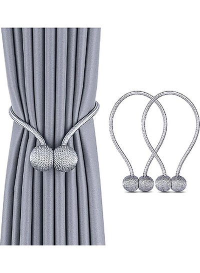 Buy 2-Pieces Curtain Tiebacks Magnetic Holder Silver in Saudi Arabia