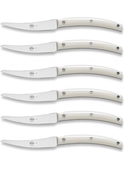 Buy 6-Piece Steak Knife Set White/Silver 24cm in Saudi Arabia