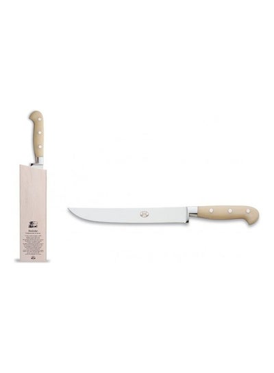 Buy Meat Knife With Holder Beige/Silver 35.5cm in Saudi Arabia