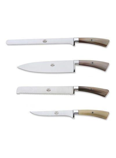 Buy 4-Piece Kitchen Knife Set Brown/Beige/Silver in Saudi Arabia