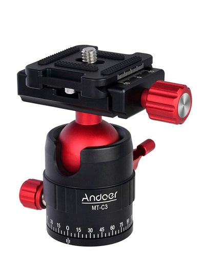 Buy MT-C3 Compact Size Panoramic Tripod Ball Head Adapter 360° Rotation Aluminium Alloy With Quick Release Plate Black/Red/Silver in Saudi Arabia