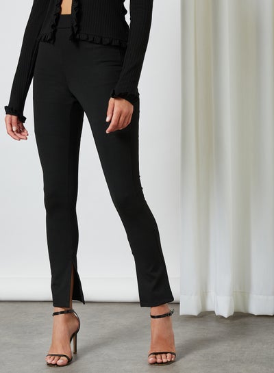 Buy Skinny Fit Slide Slit V-Cut Pant Black in UAE