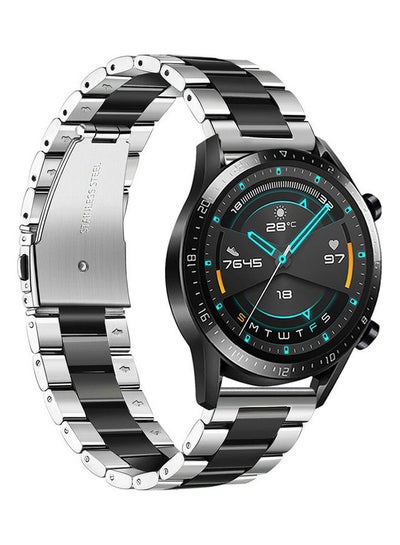 Buy 22mm Replacement Strap For Huawei Watch GT 2 Black/Silver in Saudi Arabia