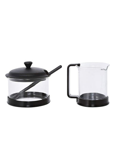 Buy Brazil Sugar And Creamer Set Clear/Black in UAE