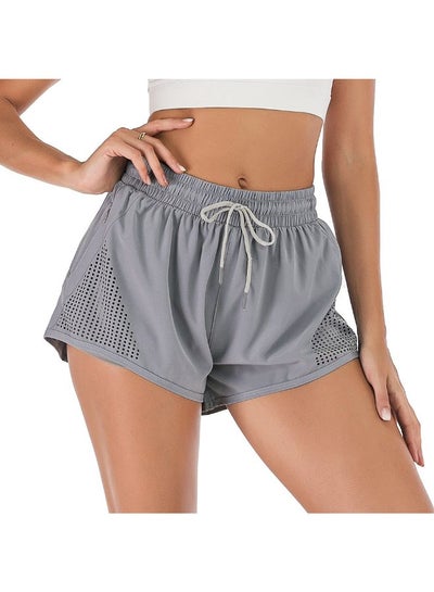 Buy Breathable Fitness Quick Drying Shorts Grey in Saudi Arabia