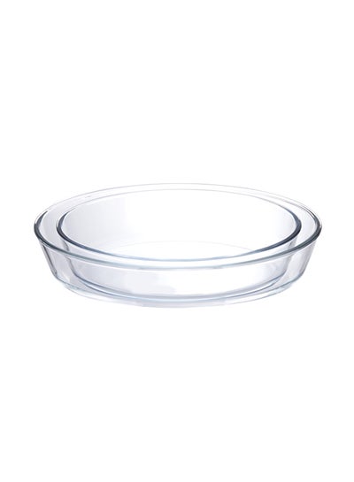 Buy 2-Piece Oval Glass Baking Dish Set Clear 1.6/2.4Liters in UAE