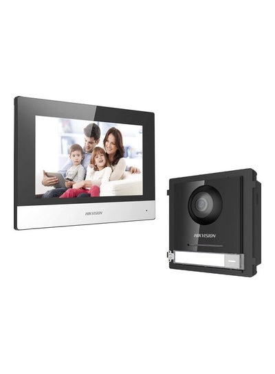 Buy IP Based Video Door Phone/Bell 7-inch Colorful TFT Screen Video Resolution 1080p Wide Angle Coverage BuiltIn Microphone & Loudspeaker Echo Cancellation Water & Dust Resistant (DS-KIS602) Black 16.93cm in UAE
