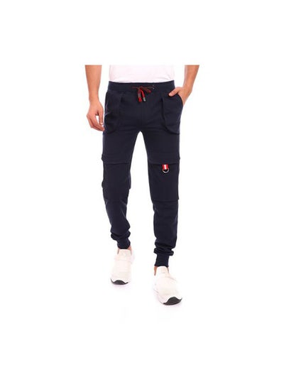 Buy Elastic Waist With Metal Accessories Baggy Sweatpants Blue in Egypt