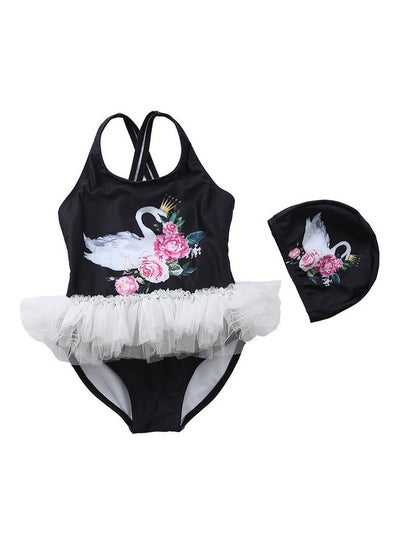 Buy Girl's Cute Swimwear With Cap 100cm in Saudi Arabia