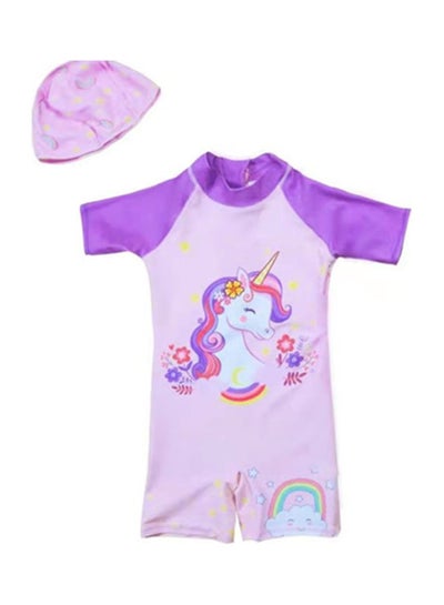 Buy Girl's Cute Swimwear With Cap 110cm in UAE