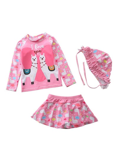 Buy Girl's Cute Swimwear With Cap 80cm in UAE