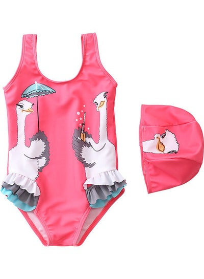 Buy Girl's Cute Swimwear With Cap 90cm in UAE